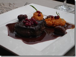 medaillon biche jus cacao legumes automne