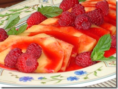 carpaccio melon coulis miel framboise agrume