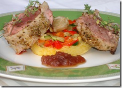 Cote filet agneau thym polenta legumes provencaux