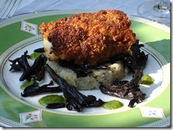 Filet lotte croute serrano artichaut ecrase truffe