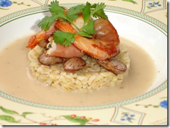 gambas poele ble coulis haricot
