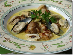 marmite ris veau  moules barfleur creme safran
