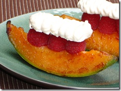 Melon roti framboises