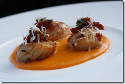 noix st jacques coulis potiron