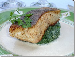 Pave cabillaud epinard creme jus noilly