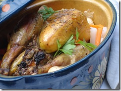 Pintade farcie champignon legumes fondants