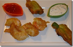 Tempura gambas fleur courgette