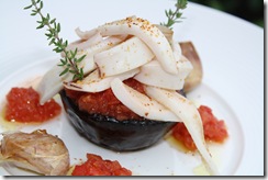 blanc encornet grille et aubergine confite