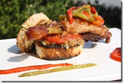 burger canard et legumes confits