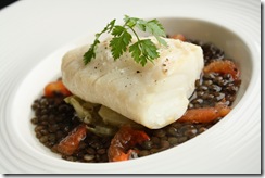 roti cabillaud lentille jus cerfeuil