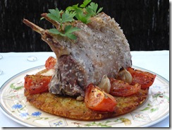 Carre agneau croûte sel pomme darphin