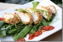 filet pintade croute sesame salade haricot