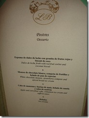 menu dessert las balsas
