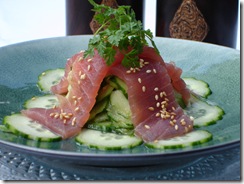 Salade thaie concombre gingembre thon rouge