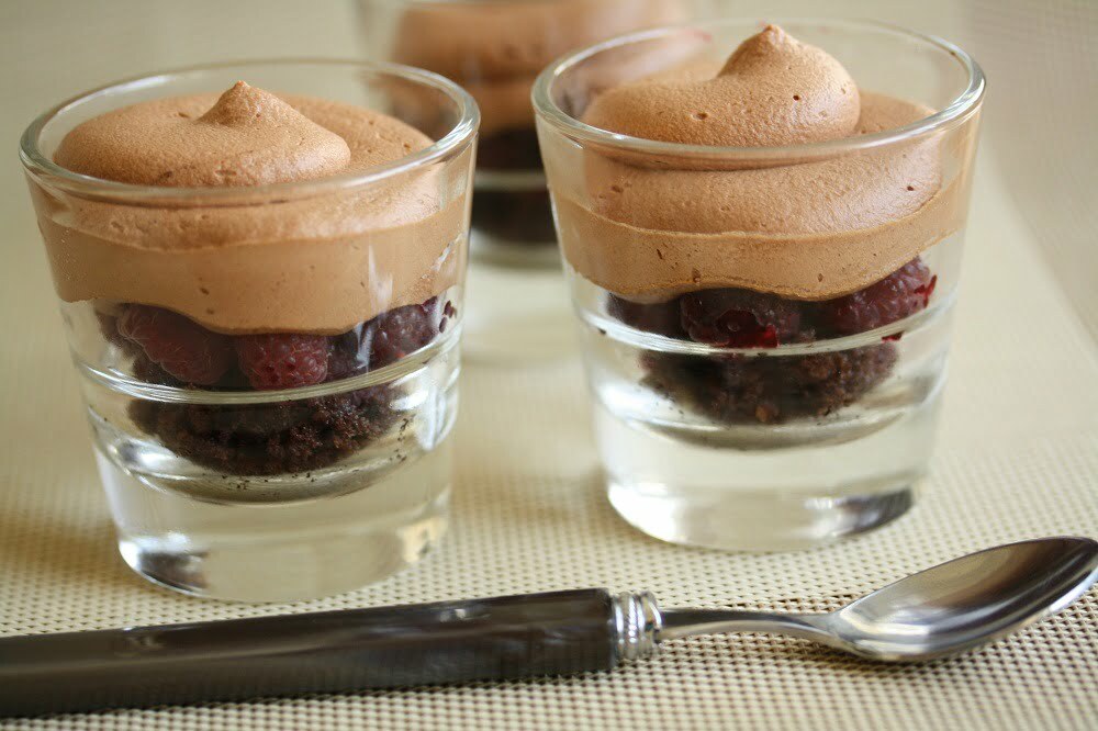 Mousse Au Chocolat Caramel Framboise Et Brownie